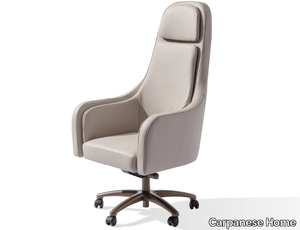 ROYAL - Leather executive chair with 5-spoke base with headrest _ Carpanese Home