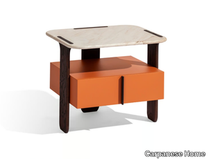 TRIO N - Rectangular bedside table with wooden base and marble top _ Carpanese Home