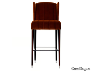 GLORIA - High velvet stool with back and footrest _ Casa Magna