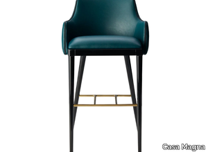 DUMAS - High leather stool with back and footrest _ Casa Magna