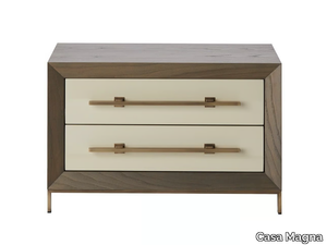 MAGNA - Rectangular wood veneer bedside table with drawers _ Casa Magna