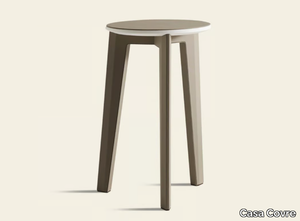 COSTA - Round leather-covered high side table _ Casa Covre