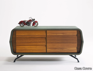 AMALFI - Leather-covered wooden sideboard with drawers _ Casa Covre