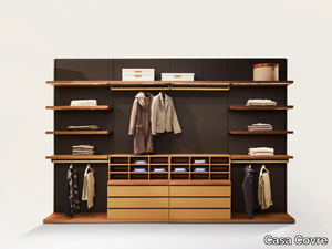 CORTINA - Sectional wooden walk-in wardrobe with leather details _ Casa Covre