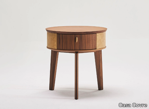 LERICI - Round solid wood bedside table with drawer _ Casa Covre