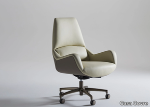 SANREMO - Leather executive chair with 5-spoke base with castors _ Casa Covre