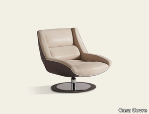 SKIPPER - Swivel leather and fabric armchair _ Casa Covre