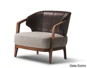 SYDNEY - Leather and fabric armchair with armrests _ Casa Covre