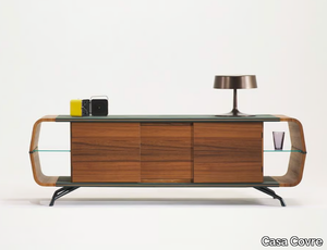 TREVI - Wooden sideboard with marble and leather details _ Casa Covre