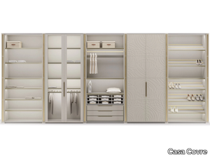 VIVALDI - Sectional wooden walk-in wardrobe with leather details _ Casa Covre