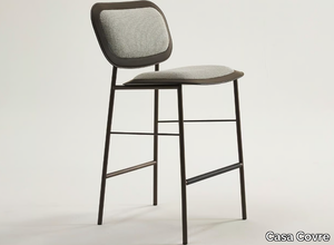 VINTAGE - High fabric stool with leather details _ Casa Covre