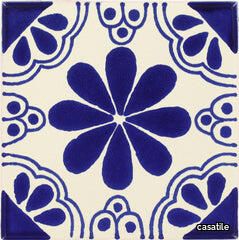 Mexican Talavera Ceramic Decorative Tile: Blue Isabel