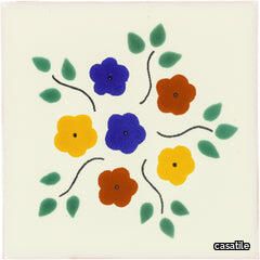 Mexican Talavera Ceramic Decorative Tile: Bouquet