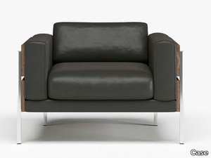 FORUM - Leather armchair with armrests _ Case