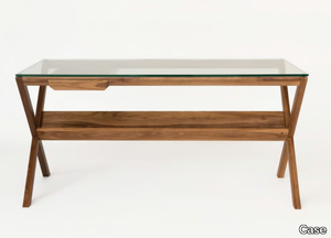 COVET - Rectangular walnut writing desk with drawers _ Case