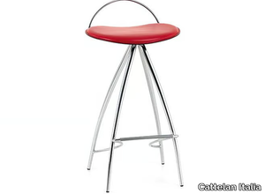 COCO - High chromed steel stool with leather seat _ Cattelan Italia