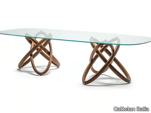 CARIOCA - Walnut barrel table with crystal top _ Cattelan Italia