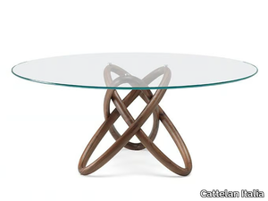 CARIOCA - Round walnut table with crystal top _ Cattelan Italia