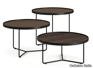 BILLY WOOD - Round painted metal coffee table with wood top _ Cattelan Italia