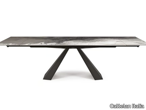 ELIOT CRYSTALART DRIVE - Extending rectangular crystal and steel table _ Cattelan Italia