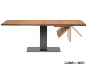 ELVIS WOOD DRIVE - Extending rectangular stainless steel and wood table _ Cattelan Italia