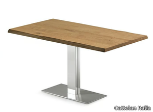 ELVIS WOOD - Rectangular stainless steel and wood table _ Cattelan Italia