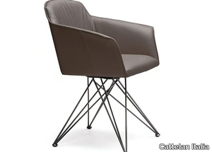 FLAMINIA - Swivel leather chair with armrests _ Cattelan Italia