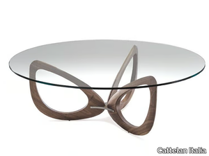 HELIX - Low wood and glass coffee table _ Cattelan Italia