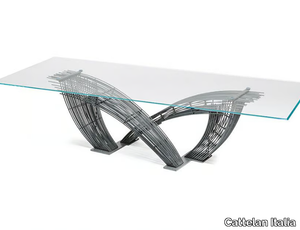 HYSTRIX - Rectangular crystal and steel table _ Cattelan Italia