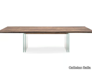 IKON - Extending rectangular wood and glass table _ Cattelan Italia