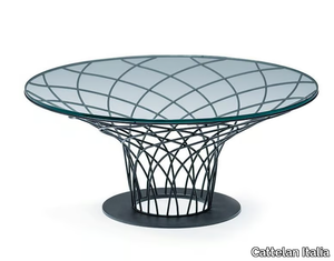 NIDO - Round crystal and steel coffee table _ Cattelan Italia