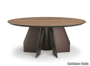 SENATOR ROUND - Round steel and wood table _ Cattelan Italia