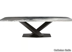 STRATOS CRYSTALART - Barrel-shaped crystal and steel table _ Cattelan Italia