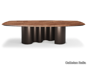 PAPEL WOOD - Barrel-shaped steel and wood table _ Cattelan Italia