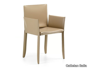 PIUMA - Tanned leather chair with armrests _ Cattelan Italia