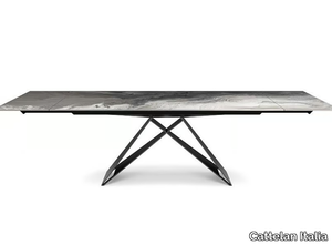 PREMIER CRYSTALART DRIVE - Extending rectangular crystal and steel table _ Cattelan Italia