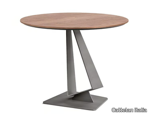 ROGER - Round steel and wood table _ Cattelan Italia