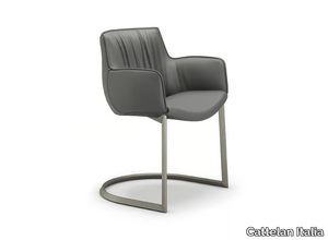 RHONDA CANTILEVER - Cantilever upholstered leather chair with armrests _ Cattelan Italia