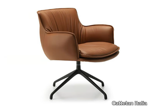 RHONDA LOUNGE - Upholstered swivel leather easy chair _ Cattelan Italia