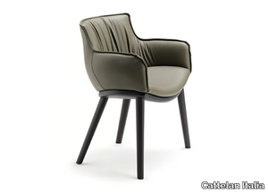 RHONDA WOOD - Upholstered leather chair with armrests _ Cattelan Italia