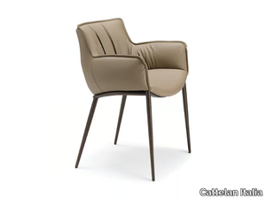 RHONDA - Upholstered leather chair with armrests _ Cattelan Italia