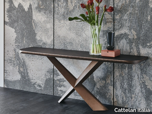 TERMINAL WOOD-C - Steel and wood console table _ Cattelan Italia