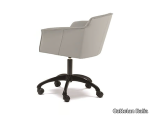 TYLER WHEELS - Swivel leather chair with castors _ Cattelan Italia