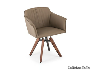 TYLER - Swivel leather chair with armrests _ Cattelan Italia