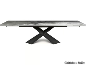 TYRON CRYSTALART DRIVE - Rectangular extending glass table _ Cattelan Italia