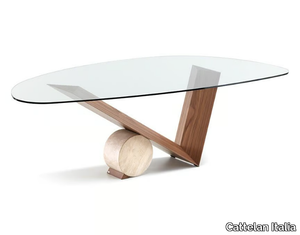 VALENTINO - Oval wood and glass table _ Cattelan Italia