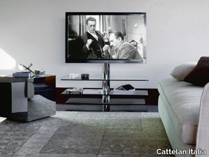 VISION - Swivel crystal and steel TV cabinet _ Cattelan Italia