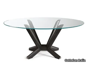 PLANER ROUND - Round crystal and steel table _ Cattelan Italia