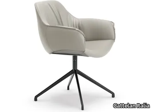 SCARLETT TURN - Swivel leather chair with armrests _ Cattelan Italia