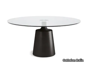 YODA - Round crystal and steel table _ Cattelan Italia